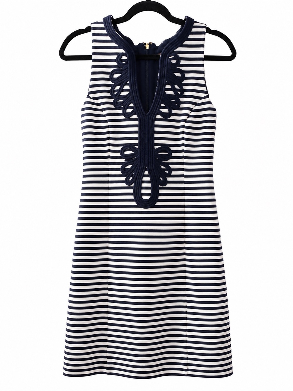 Lilly Pulitzer Navy & White Striped Embroidered Shift Dress – Size Large